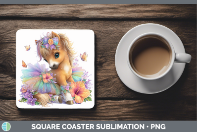 Horse Square Coaster Farm Rainbow Summer Sublimation Drink M
