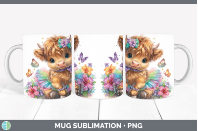 Highland Cow Mug Wrap Farm Rainbow Summer Sublimation Coffee