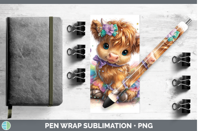 Highland Cow Pen Wrap Farm Rainbow Summer Sublimation Pen De