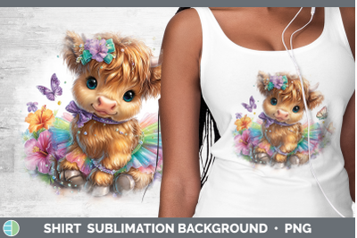 Highland Cow Shirt Farm Rainbow Summer Sublimation Backgroun