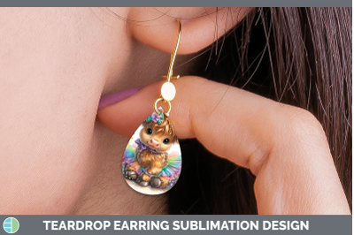Highland Cow Teardrop Earrings Farm Rainbow Summer Sublimati