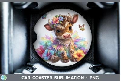 Bull Car Coaster Farm Rainbow Summer Sublimation Drink Mat D