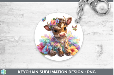 Bull Keychain Farm Rainbow Summer Sublimation Keyring Design