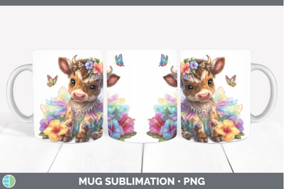 Bull Mug Wrap Farm Rainbow Summer Sublimation Coffee Cup Des