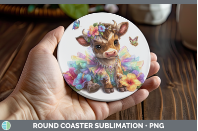 Bull Round Coaster Farm Rainbow Summer Sublimation Coaster D