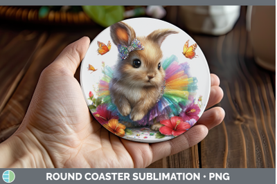 Bunny Round Coaster Farm Rainbow Summer Sublimation Coaster