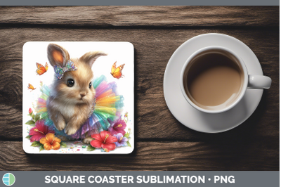 Bunny Square Coaster Farm Rainbow Summer Sublimation Drink M