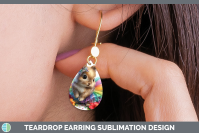 Bunny Teardrop Earrings Farm Rainbow Summer Sublimation Earr