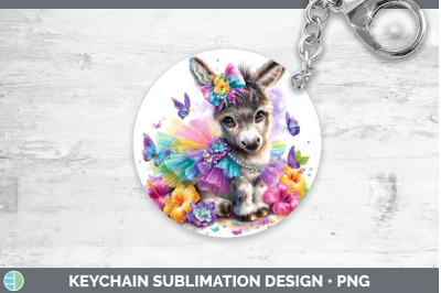 Donkey Keychain Farm Rainbow Summer Sublimation Keyring Desi