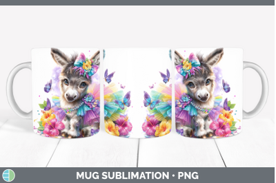 Donkey Mug Wrap Farm Rainbow Summer Sublimation Coffee Cup D