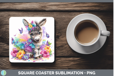 Donkey Square Coaster Farm Rainbow Summer Sublimation Drink