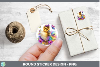 Farm Rainbow Summer Duck Stickers | Round Labels Designs