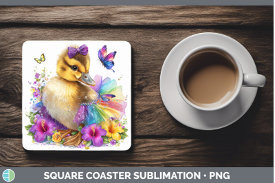Duck Square Coaster Farm Rainbow Summer Sublimation Drink Ma