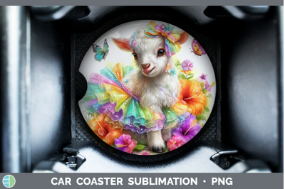 Goat Car Coaster Farm Rainbow Summer Sublimation Drink Mat D