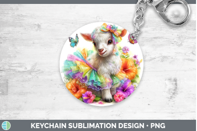 Goat Keychain Farm Rainbow Summer Sublimation Keyring Design