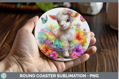 Goat Round Coaster Farm Rainbow Summer Sublimation Coaster D