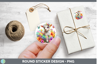 Farm Rainbow Summer Goat Stickers | Round Labels Designs
