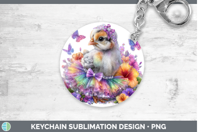 Guinea Hen Keychain Farm Rainbow Summer Sublimation Keyring