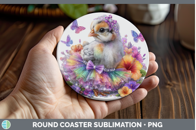 Guinea Hen Round Coaster Farm Rainbow Summer Sublimation Coa