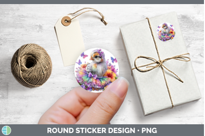 Farm Rainbow Summer Guinea Hen Stickers | Round Labels Desig