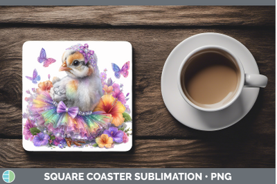 Guinea Hen Square Coaster Farm Rainbow Summer Sublimation Dr