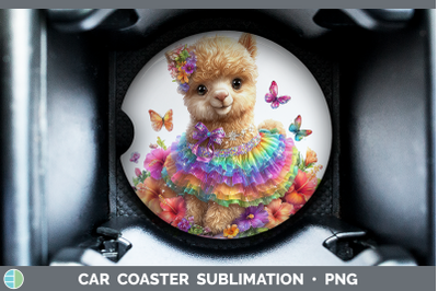 Alpaca Car Coaster Farm Rainbow Summer Sublimation Drink Mat