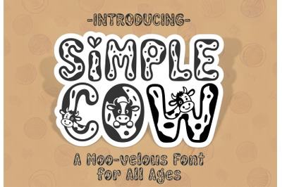 Simple Cow Font | Cute Cow Font with Farm Animals