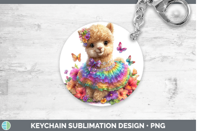 Alpaca Keychain Farm Rainbow Summer Sublimation Keyring Desi