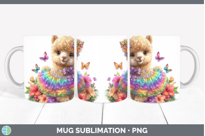 Alpaca Mug Wrap Farm Rainbow Summer Sublimation Coffee Cup D
