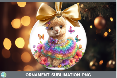 Alpaca Ornament Farm Rainbow Summer Sublimation Bauble Desig