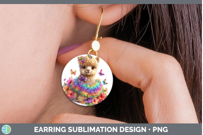 Alpaca Round Earrings Farm Rainbow Summer Sublimation Earrin