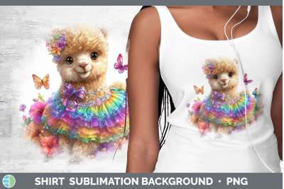Alpaca Shirt Farm Rainbow Summer Sublimation Background Desi