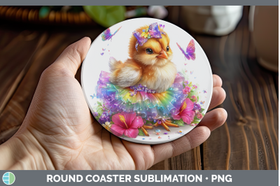 Chicken Round Coaster Farm Rainbow Summer Sublimation Coaste