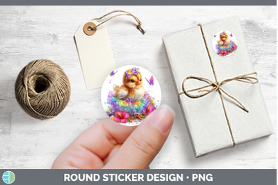 Farm Rainbow Summer Chicken Stickers | Round Labels Designs