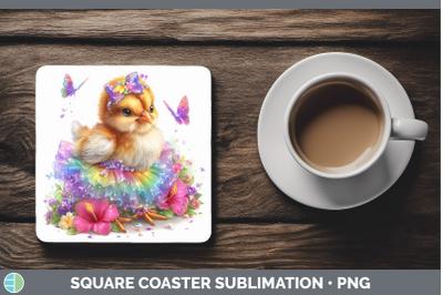 Chicken Square Coaster Farm Rainbow Summer Sublimation Drink