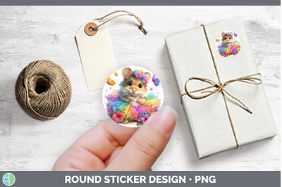 Farm Rainbow Summer Mouse Stickers | Round Labels Designs