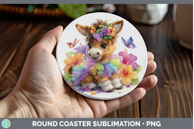 Mule Round Coaster Farm Rainbow Summer Sublimation Coaster D