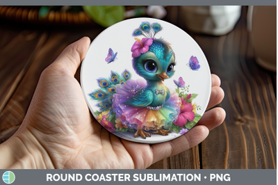 Peacock Round Coaster Farm Rainbow Summer Sublimation Coaste