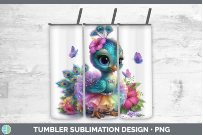 Peacock Tumbler Farm Rainbow Summer Sublimation 20 oz Skinny