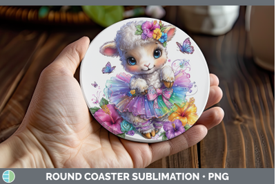 Sheep Round Coaster Farm Rainbow Summer Sublimation Coaster