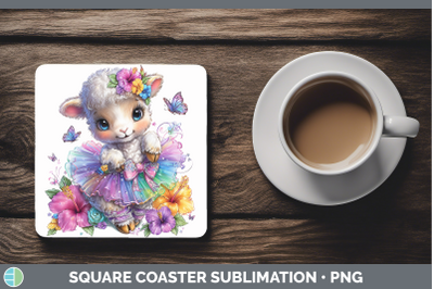 Sheep Square Coaster Farm Rainbow Summer Sublimation Drink M
