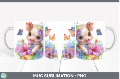 Pig Mug Wrap Farm Rainbow Summer Sublimation Coffee Cup Desi