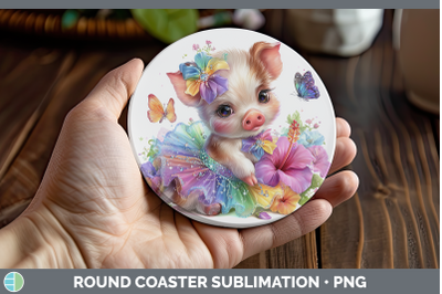Pig Round Coaster Farm Rainbow Summer Sublimation Coaster De