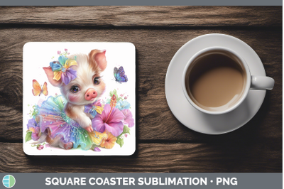 Pig Square Coaster Farm Rainbow Summer Sublimation Drink Mat