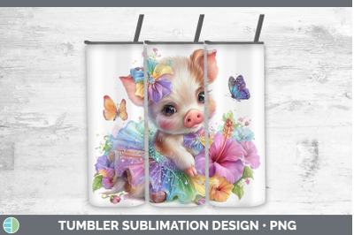Pig Tumbler Farm Rainbow Summer Sublimation 20 oz Skinny Tum