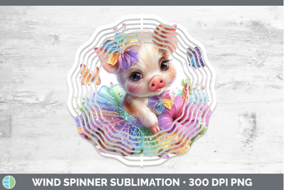 Pig Wind Spinner Farm Rainbow Summer Sublimation Spinner Des
