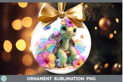 Tortoise Ornament Farm Rainbow Summer Sublimation Bauble Des