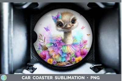 Ostrich Car Coaster Farm Rainbow Summer Sublimation Drink Ma