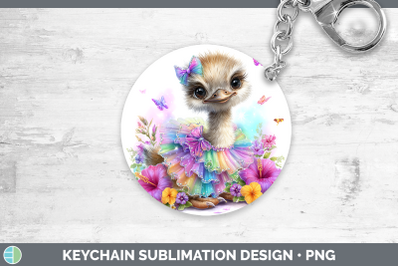 Ostrich Keychain Farm Rainbow Summer Sublimation Keyring Des