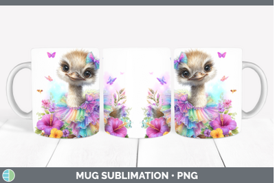 Ostrich Mug Wrap Farm Rainbow Summer Sublimation Coffee Cup